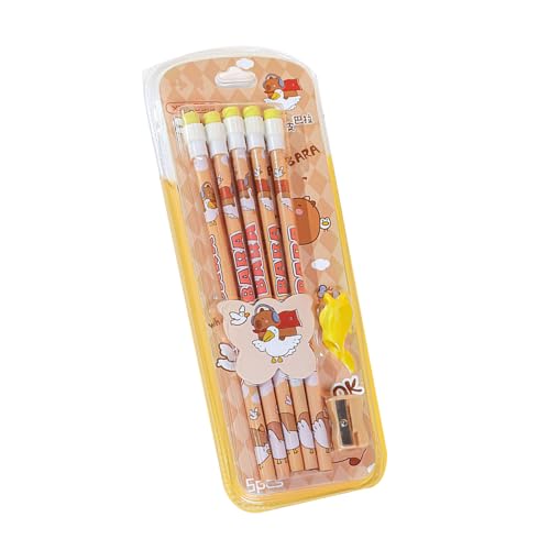 Pocoiau 5 Stück Holzstifte Schöne Cartoon Stifte Skizzieren Stifte Mit Radiergummi Schreiben Vorräte Office School Supplies von Pocoiau