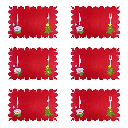 Pocoiau 6Pcs Weihnachten Messer Gabel Tischset Cartoon Santa Schneemann Urlaub Tisch Matte Weihnachten Dinner Party Küche Geschirr von Pocoiau