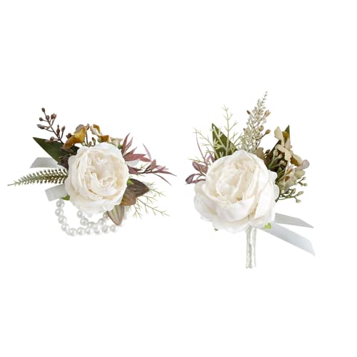 Pocoiau Hochzeit Handgelenk Boutonniere Weiche Corsage Künstliche Boutonnieres Für Braut & Bankett von Pocoiau