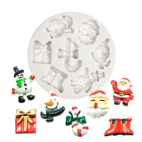 Silikonform Weihnachtsmann Schneemann Fondant Kuchen Zubehör Gebäck Backen Werkzeug Weihnachten Ornament Seife Form von Pocoiau