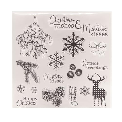 Silikonstempel mit Aufschrift "Merry Christmas", transparent, für Scrapbooking, Fotoalbum, Dekoration, Kartenherstellung, Prägung, Gummistempel von Pocoiau