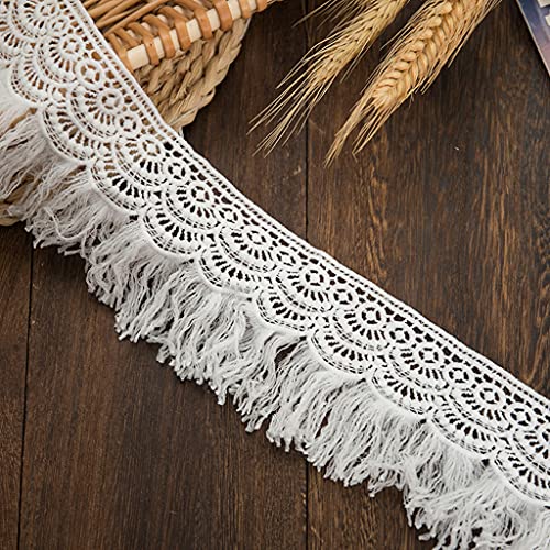 Spitze Gewebte Bandbreite 1yards Weiße Spitzenverzierung & Verzierungen Handgemachte Hochzeit Dekoration Kleidung Spitze Quasten Quasten Geschenk von Pocoiau