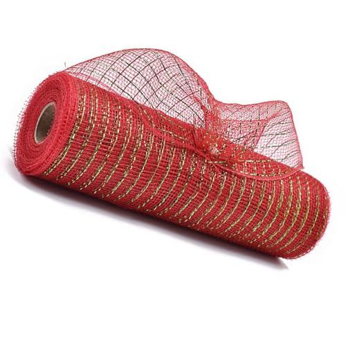 Weihnachten Metallic Poly Net Ribbon 10 Zoll Von 10 Yards Wickelband Für Kranzhause Party Dekoration Kunsthandwerk von Pocoiau