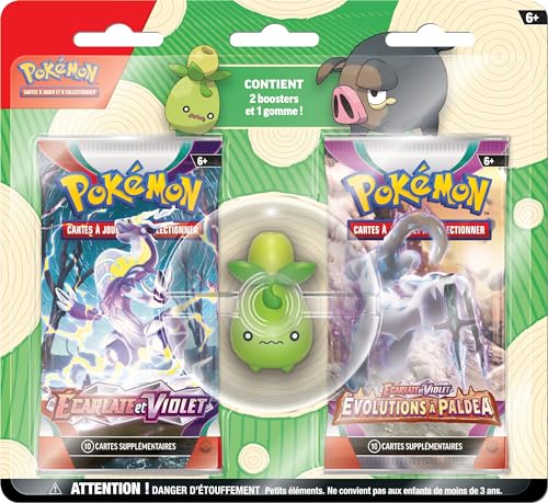 Pokémon TCG: Packung mit Radiergummi – Olivini (1 Radiergummi und 2 Booster) von Pokémon