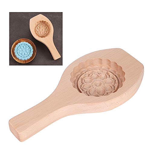 Pokerty Moon Cake Mould, schöne Blumenmuster DIY Moon Cake Mould aus Holz Backform grün gewesen Kuchen Gebäck Backform für Mid-Autumn Festival(06) von Pokerty