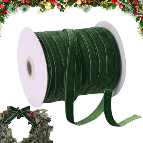 Christmas Velvet Ribbon | Christmas Tree Ribbon | Vintage Velvet Ribbon | 20 Yards Fabric Ribbons | Handmade Ribbon | Christmas Tree Bow | Bow Making Yards For Home Decoration von Pokronc