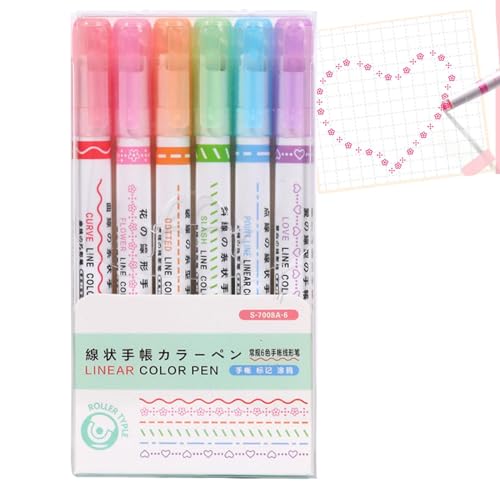 Colouring Pens | Border Pens | Colorful Colouring Pens | 6 Pieces Marker Pens Roller | Non-smudge & Quick-dry Charm Cool Pens | Glitter Gel Pens For Kids & Adults Art & Crafts von Pokronc