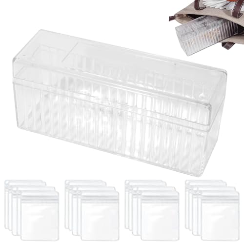 Pokronc Acryl-Schmuck-Organizer, transparente Schmuckschatulle, Schmuck-Box, Schmuck-Aufbewahrungsbox, transparent, mit 20 Anlaufschutzbeuteln, für Schmuck-Organizer von Pokronc