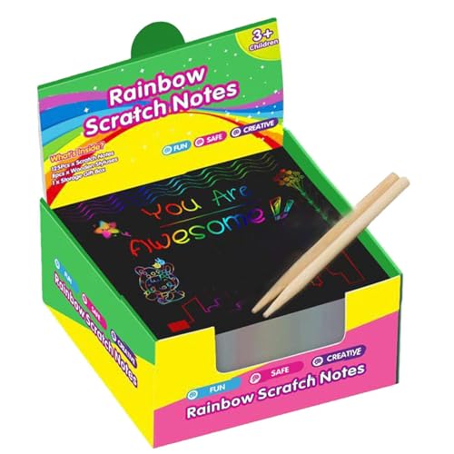 Pokronc Regenbogen Kratzpapier Scratch Off Zeichenbrett Regenbogen Scratch Arts Verbessert Motorik Kreativer Ausdruck Schwarz 1 Set 170g für Geburtstag von Pokronc