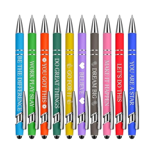 Positive Pens Kugelschreiber-Set Mit 10 Stück, Stifte Mit Touchscreen-Spitze, Multifunktionales Stift-Set, Sanftes Schreiben, Erhebende Nachrichtenstifte, 14 Cm/5,51 Zoll Für Männer Und Frauen von Pokronc