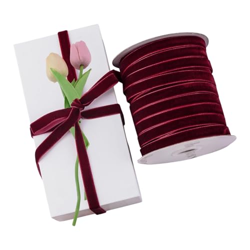 45m dunkelrotes Samtband, einseitig Vintage seidig weiches Band Rolle für Handwerk Dekoration Geschenk Hochzeit Blumenstrauß wickeln, 10 mm breit 45m dunkelrotes Samtband, einseitig Vintage seidig weiches Band Rolle für Handwerk Dekoration Geschenk Hochzeit Blumenstrauß wickeln, 10 mm breit von Polartreehome