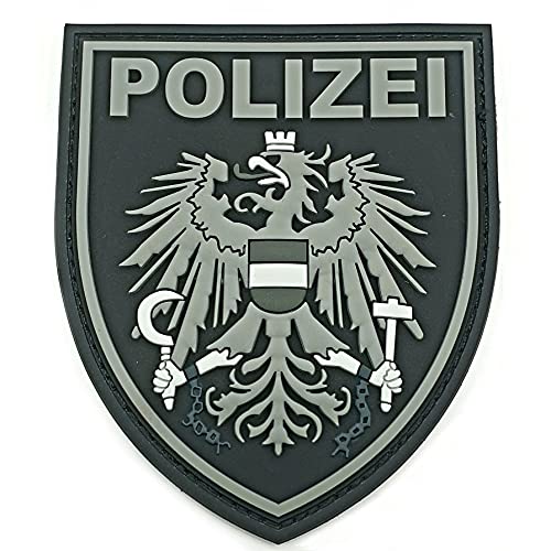 Polizeimemesshop - Polizei Österreich Black Ops Patch - Austria - Rubber - PVC - Gummi - Klettpatch - Police - Wappen von Polizeimemesshop