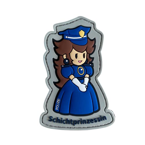 Schichtprinzessin braunhaarig PVC Rubber Patch mit Klett - Polizei - Schicht von Polizeimemesshop