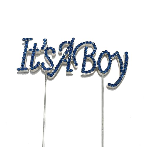 Polka Dot Sky Kuchendekorationen "It's A Boy", Kristall-Diamant, für Babyparty, Babyparty, Kuchenaufsatz für Mädchen, Damen, Herren, Jungen, blau, Themenparty-Dekor von Polka Dot Sky