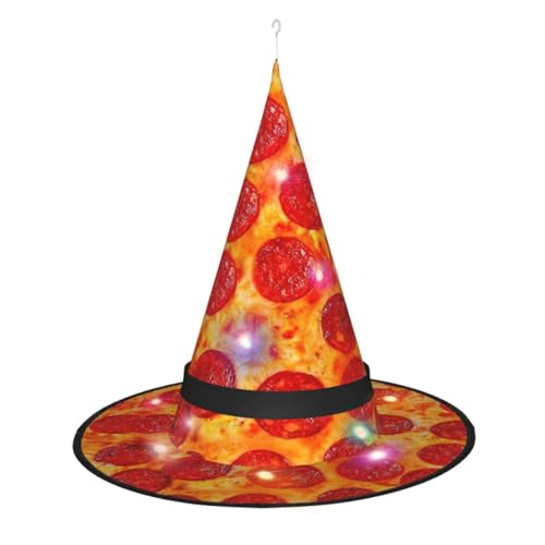 PoltEdaro 3D-Pfeperoni-Druck, bezaubernder Halloween-Hexenhut, Halloween-Kostüm, Hut, Hexen-Dekor, das leuchtet von PoltEdaro