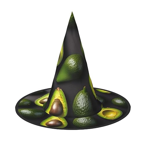 PoltEdaro Avocado-Obstmuster-Druck, leichter Halloween-Hut, Hexenhut für Partys und Kostüme, Halloween-Zubehör von PoltEdaro