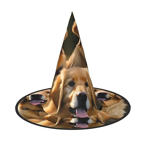 PoltEdaro Golden Retrievers Print Leichter Halloween-Hut Hexenhut für Partys und Kostüme, Halloween-Zubehör von PoltEdaro