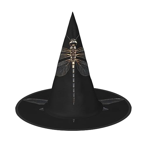 PoltEdaro Leichter Halloween-Hut mit Libellen-Motiv, Hexenhut für Partys und Kostüme, Halloween-Accessoire, Schwarz von PoltEdaro