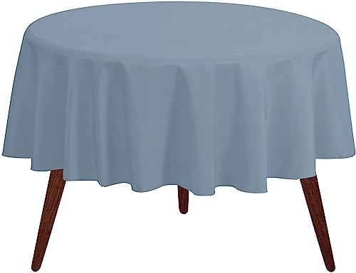 Pomp Dusty Blue runde Premium-Polyester-Tischdecke, 178 cm, knitter- und schmutzabweisend, pflegeleichter Stoff, passend für runde Tische von POMP