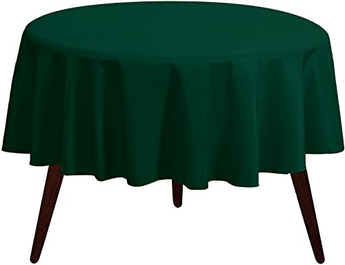 Pomp Hunter Green runde Premium-Polyester-Tischdecke, 178 cm, knitter- und schmutzabweisend, pflegeleichter Stoff, passend für runde Tische von POMP