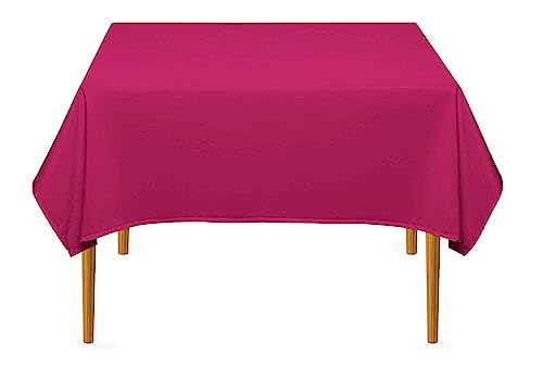Pomp Quadratische Premium-Polyester-Tischdecke, 177,8 x 177,8 cm, knitter- und schmutzabweisend, pflegeleichter Stoff, passend für quadratische oder runde Tische, Fuchsia von POMP