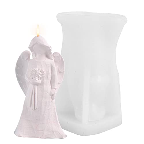 Kerzenform Zum Gießen, 3D Engel Silikonform Weihnachten Kerzenform DIY 3D-Engel Fondant Silikonform Kerzengießform Kuchen-Form Harz Engel Figur Form Für Herstellung Von Kerzen, Aromasteinen, Scho von Pomrone