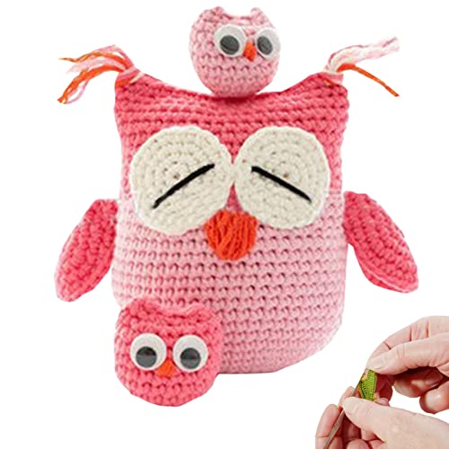 Pomrone Häkeln Sie Strickpaket | Kleine Eule Handhäkeln Anfänger Kit - Niedliches Tierkopf-Anfänger-Häkelset mit Easy Peasy-Garn, Häkel-DIY-Geschenk mit Schritt-für-Schritt-Anleitung von Pomrone