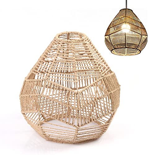 Pomurom Boho Makramee Lampenschirme, Hängelampe Stehlampe Deckenlampe Papierlampenschirm, Ersatzschirm für Hängelampe, Handgewebter Dekorativer Lampenschirm für Wohnzimmer Schlafzimmer Heimdekoration von Pomurom