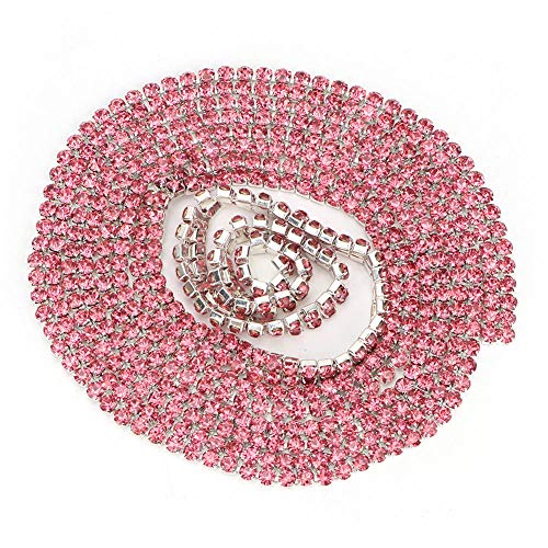 Kristall-Rollenband, Kristallband, Strassband, 3 Mm, Strass-Kettenbesatz, 1 M, DIY-Wickelrolle, Kristallband, Dekoration, Bastelzubehör (Zweireihige Rose rot 1 Meter) von Pongnas