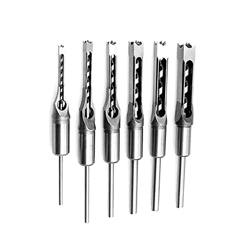 Quadratisches Loch-Bohrer, Einst Eckse Meißel Einst Ecken und Tenon-Werkzeuge Silber mit Hochhärtem Kohlenstoffs Tahl für Bohrmaschine Zubehör (6PCS) von Pongnas