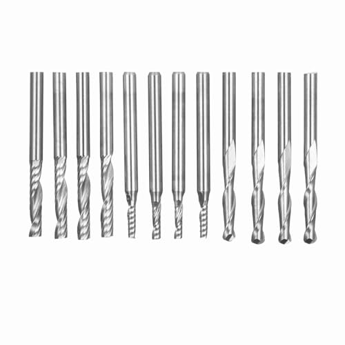 Schaftfräser, Hartmetalllampen-Schaftfräser-Set mit 5 Größen, 12 Stück, für Holzbearbeitung, Bohren, Schnitzen, Gravieren (12PCS) von Pongnas