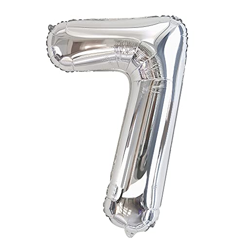 Ponmoo - Luftballon Zahl 7 - Silber - 86cm (aufgeblasen) von Ponmoo