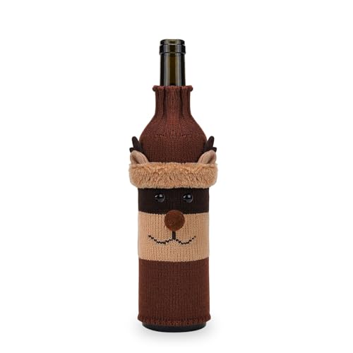 Poo4kark Halloween Flanell Cartoon Mann Wein Abdeckung Gestrickte Flasche Dekorative (B, One Size) von Poo4kark