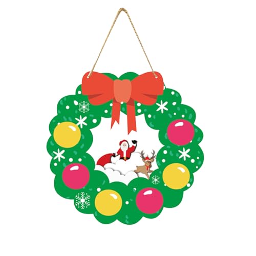 Poo4kark Home Frohe Weihnachten Home Front Veranda Tür Aufhänger Rot Grün Party Papier Zeichen Banner (A, 32x33cm) von Poo4kark