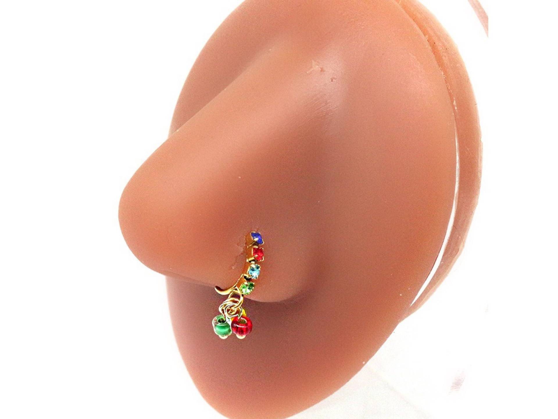 Multicolor Dangle Nasenring | Nasenbügel Nasenpiercing Nasenschmuck von PopOfShay