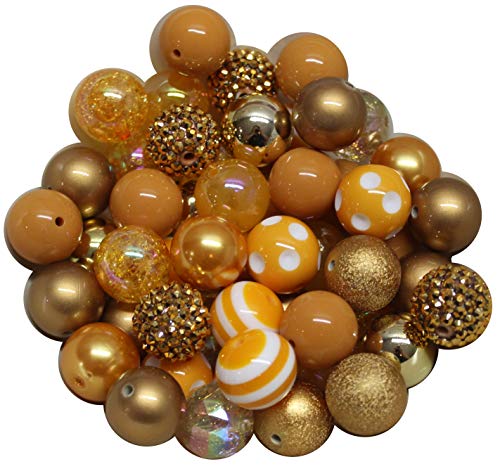 Kaugummi-Perlen, 20 mm, 52 Stück, goldfarben, 11 Stile, Acryl, Kaugummi-Perlen von Poplollies Beads