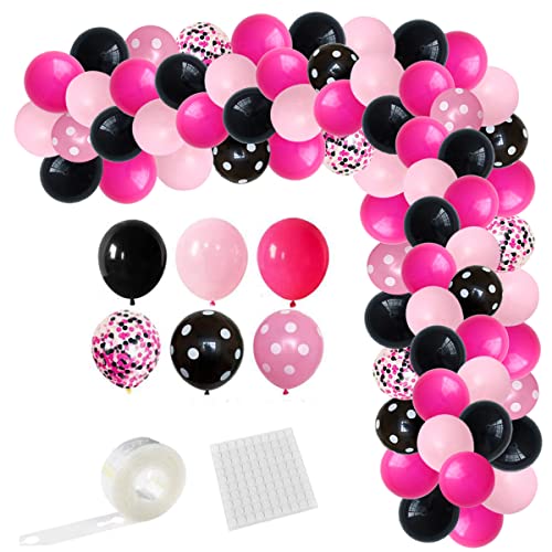 122 rosarote und schwarze Ballongirlanden, Hot Pink und schwarze Konfetti-Luftballons für Geburtstage, Hochzeiten, Brautpartys, Verlobungen, Junggesellinnenabschiede, Mean Girls-Partydekorationen von PopularLdo