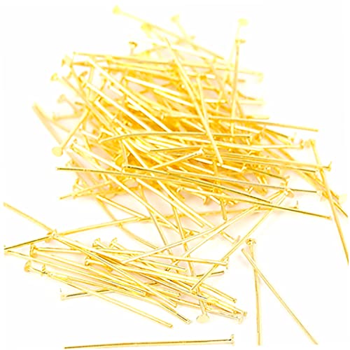 100 pcs Gold plattierte Kopfstifte 20mm Befunde Multi -Gebrauch breite Perlenstifte Headpins für DIY -Schmuckherstellung von Porgeel