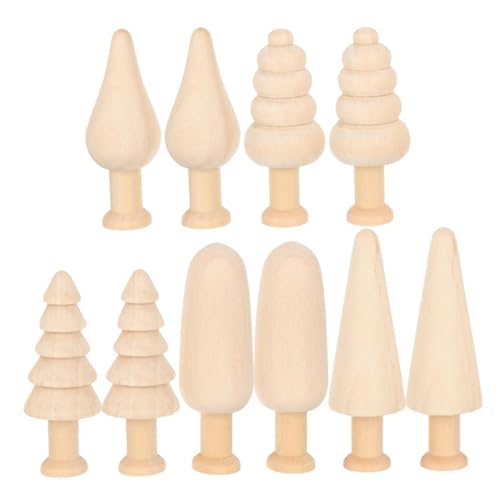 10pcs unvollendete Holzbäume Peg Puppen Mini -Bäume für Bastelholz leer Malereien Spielzeugmodelle für DIY -Dekoration von Porgeel