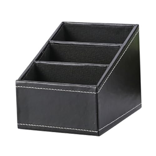 Desktop Organizer Fernbedienungshalter Desktop Aufbewahrungsorganisator PU Leder Kosmetischer Sortierbox Schwarz von Porgeel