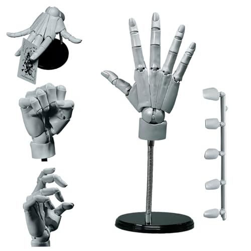 Handmodell 1: 1 artikuliertes Mannequin Handbewegungsgelenk 16x8in Manikin Hand mit Basis DIY PVC ABS Handmodell zum Zeichnen, Malerei, Skizzieren, Grau von Porgeel