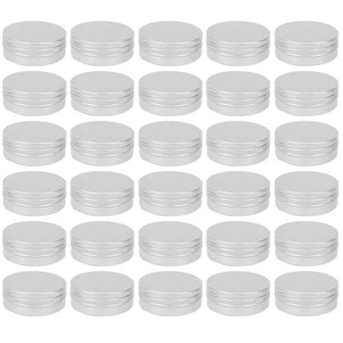 Porgeel 30 pcs Metall runde Tins Aluminiumzinn Dosen Runde leere Behälter Metall Runde Leiter mit Schraubendeckel 60 ml Siliver von Porgeel