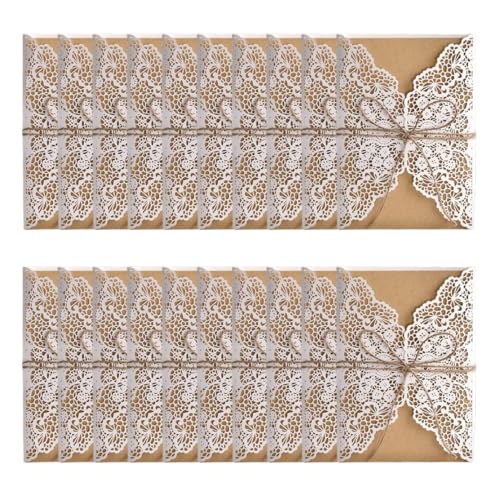 Porgeel Hochzeitseinladungskarten Umschlag leer Kraftpapier Innenblätter Party Einladungen 20pcs Weiß von Porgeel