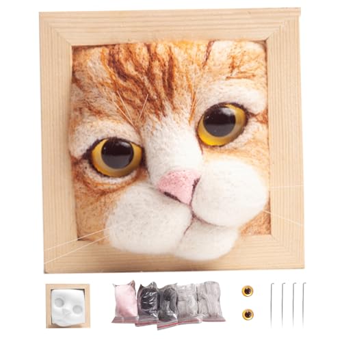 Porgeel Nadel Felting Kits DIY Nadel Felting Supplies Nadel Felting Starter Kit mit Katzenmodell Felting Foam Matte Strick -Kit für Anfänger Stil 3 von Porgeel