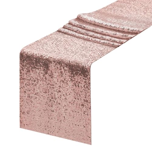 Porgeel Pailletten Tabelle Runner 12 x 71 Exquisite Roségold -Tisch -Läufer Rechteck Glitter Tisch Läufer Sparkle Tisch Deckende Dekorationstafel von Porgeel