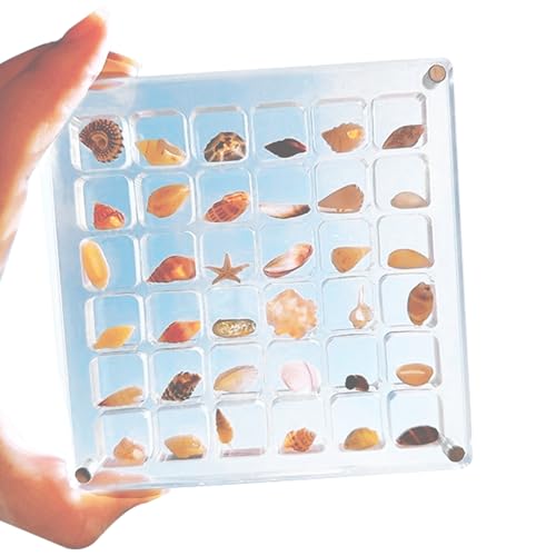 Porgeel Vitrine Muschelvitrine Acryl transparent 36 Fächer Vitrine 4,7x4,7 Zoll Magnetverschluss Dekorative Perlen-Organizer-Box für Nagelschmuck Kunsthandwerk von Porgeel