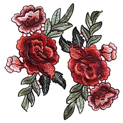 Rose Patch Stickerei 2pcs Kleidung Fix Patch Nähzubehörhand Handwerk Anhang Dekorative Patch von Porgeel