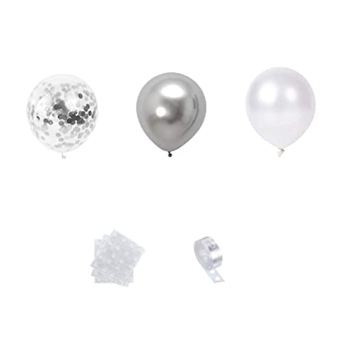 Weißer Silberballon -Garland -Kit, 100pcs weiß silberne Metallic Chrom und Silber Konfetti -Luftballons mit Ballonband für Hochzeit, Abschlussball, Spezialveranstaltungen Party -Dekoration. von Porgeel