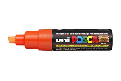 Uni Posca Marker PC-8K Lack Füller aus Glas mit Schrägkeilspitze 8,00 mm leuchtorange von Uni-Ball