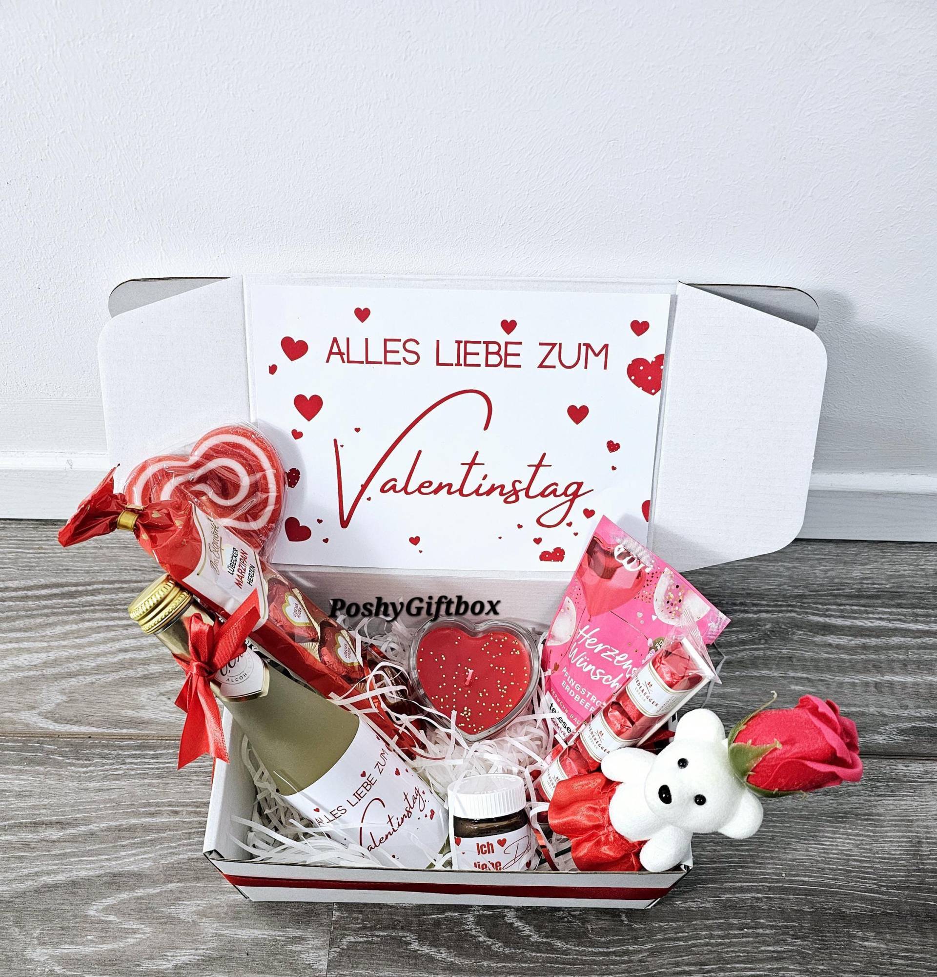 Valentinstaggeschenk/Schokolade Valentinstag/Alles Liebe Zum Valentinstag Geschenk/Geschenkbox Schokolade, Nutella Und Sekt/Liebe Verschenken von PoshyGiftbox